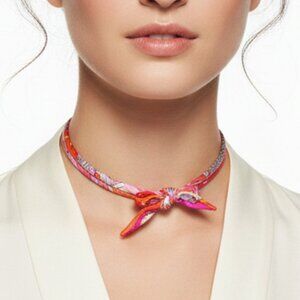 Twilly Silk spaghetti wrap bracelet HERMES multicolor patterns |  NEW 46” long